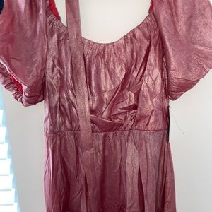 BRAND NEW Red metallic dress/ ribbon tie waist belt